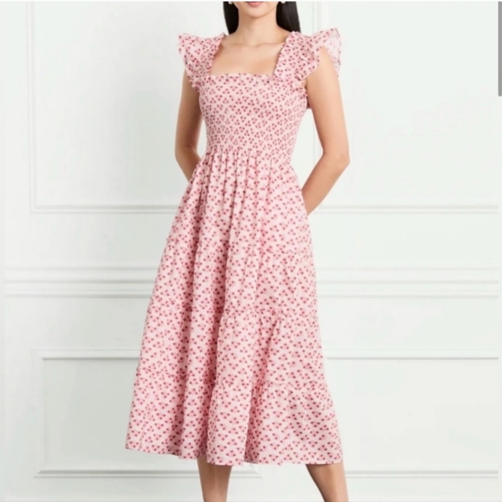 Hill House Pink A-Line Midi Dress Scoop Neck